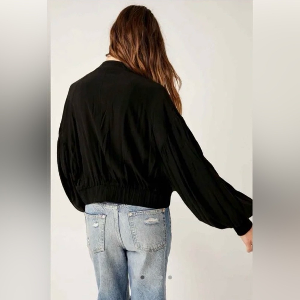 Free People. On Pointe Bomber Jacket. Black. Size Medium. - Picture 4 of 10